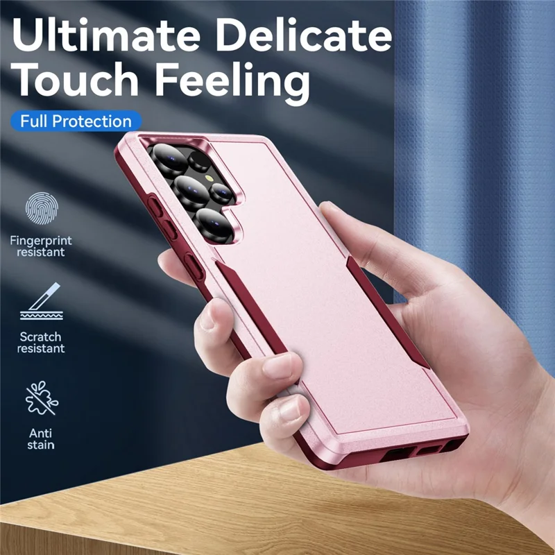 For Samsung Galaxy S25 Ultra Case PC + TPU Military Grade Drop Protective Phone Cover - Pink  /  Rose