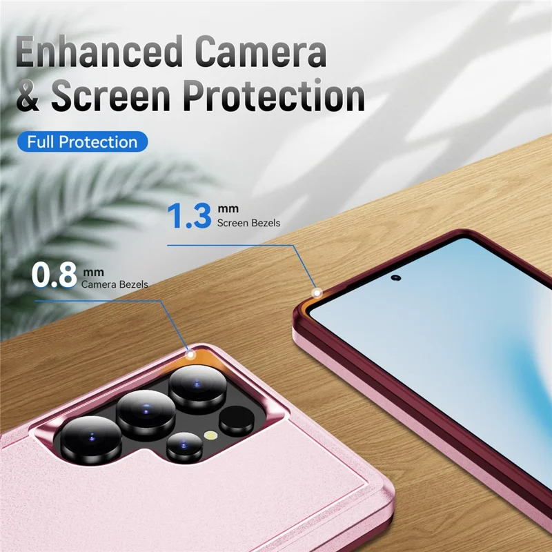 For Samsung Galaxy S25 Ultra Case PC + TPU Military Grade Drop Protective Phone Cover - Pink  /  Rose