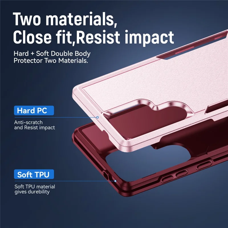 For Samsung Galaxy S25 Ultra Case PC + TPU Military Grade Drop Protective Phone Cover - Pink  /  Rose