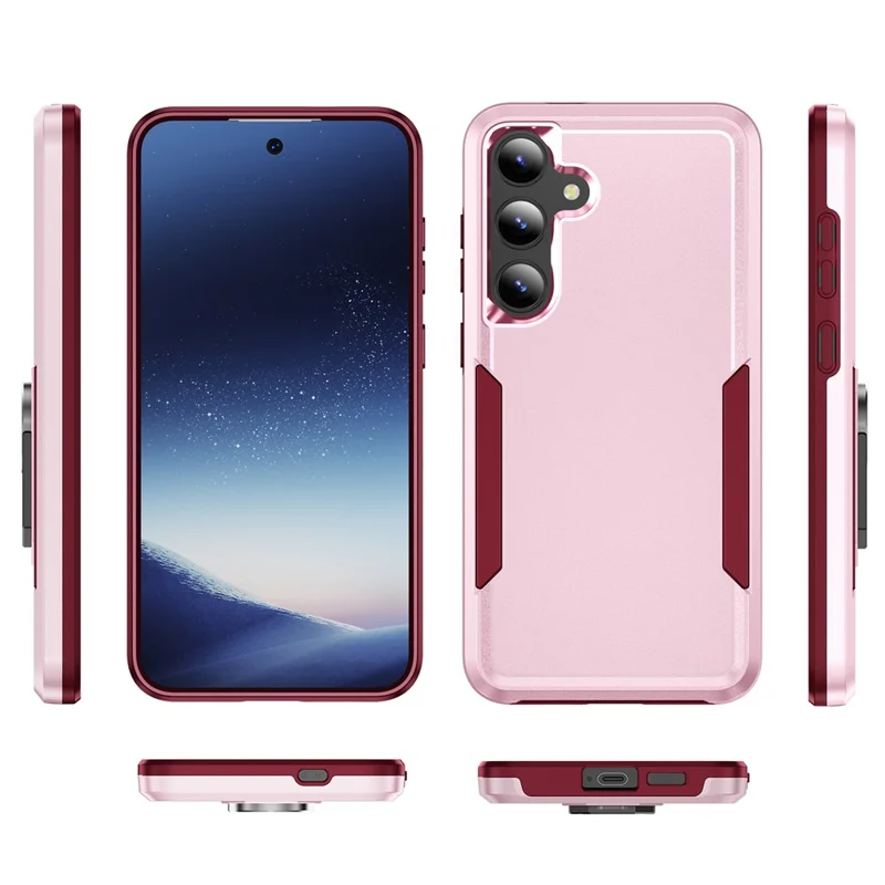 For Samsung Galaxy S24 FE Case PC + TPU Military Grade Drop Protective Phone Cover - Pink + Rose