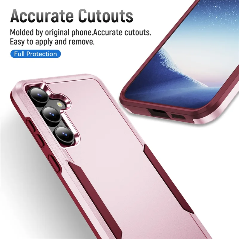 For Samsung Galaxy S24 FE Case PC + TPU Military Grade Drop Protective Phone Cover - Pink + Rose