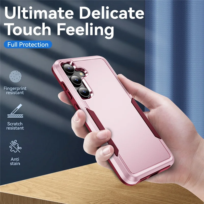 For Samsung Galaxy S24 FE Case PC + TPU Military Grade Drop Protective Phone Cover - Pink + Rose