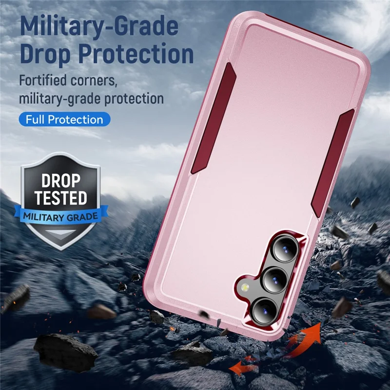 For Samsung Galaxy S24 FE Case PC + TPU Military Grade Drop Protective Phone Cover - Pink + Rose