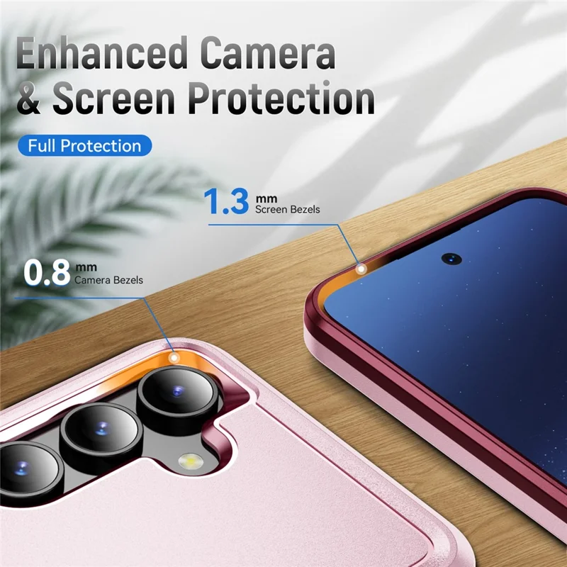 For Samsung Galaxy S24 FE Case PC + TPU Military Grade Drop Protective Phone Cover - Pink + Rose