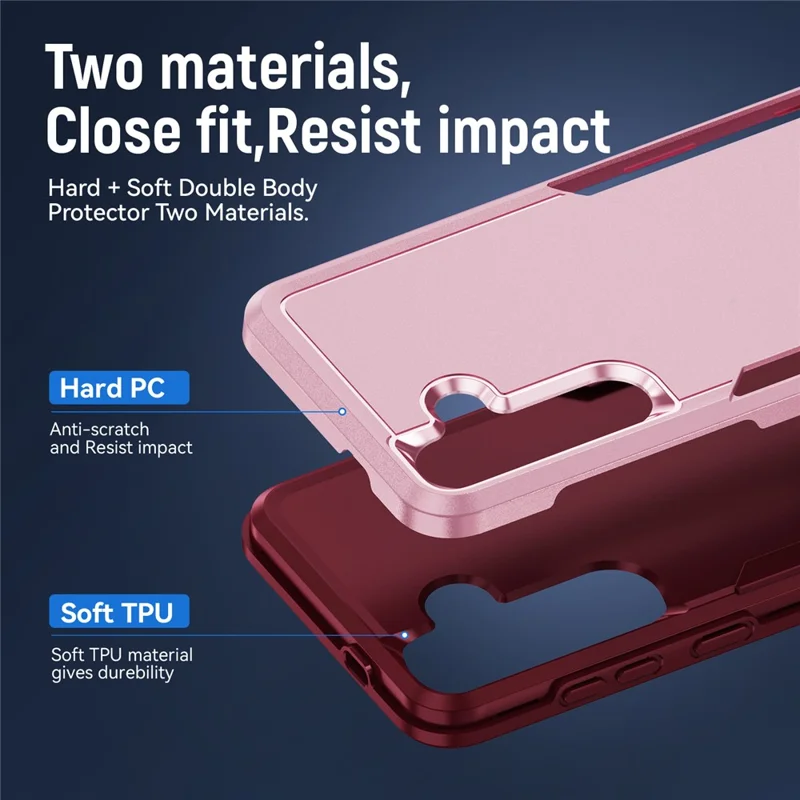 For Samsung Galaxy S24 FE Case PC + TPU Military Grade Drop Protective Phone Cover - Pink + Rose