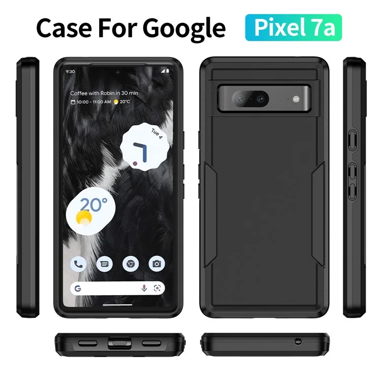 For Google Pixel 7a Case PC+TPU Military Grade Drop Protective Phone Cover - Black