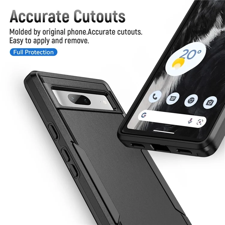 For Google Pixel 7a Case PC+TPU Military Grade Drop Protective Phone Cover - Black