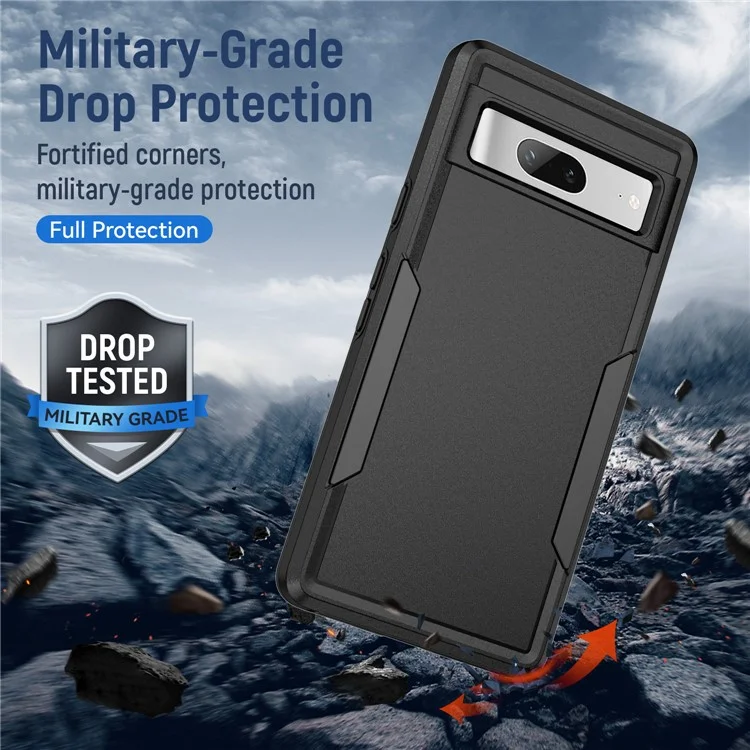 For Google Pixel 7a Case PC+TPU Military Grade Drop Protective Phone Cover - Black