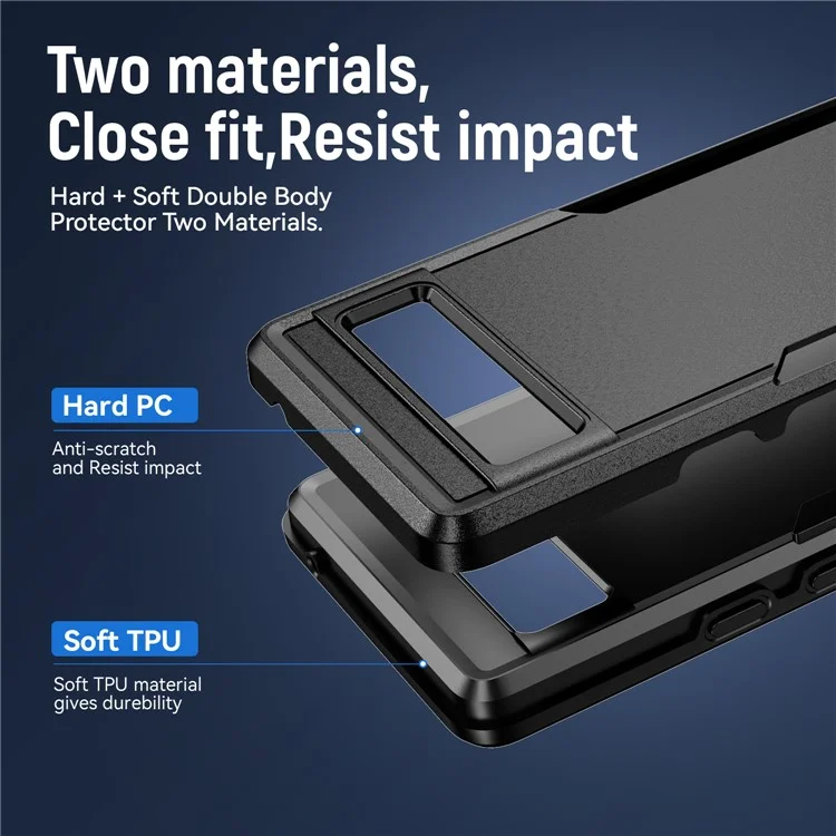 For Google Pixel 7a Case PC+TPU Military Grade Drop Protective Phone Cover - Black