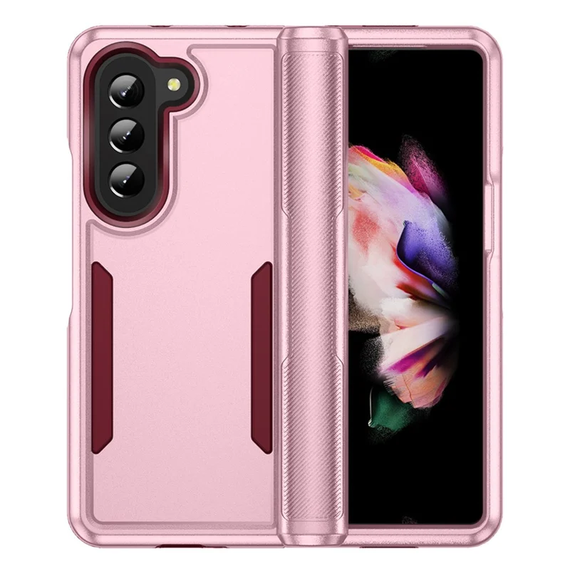Til Samsung Galaxy Z Fold5 5G Case PC + TPU militærgrad faldbeskyttende telefondæksel - Pink / Rose