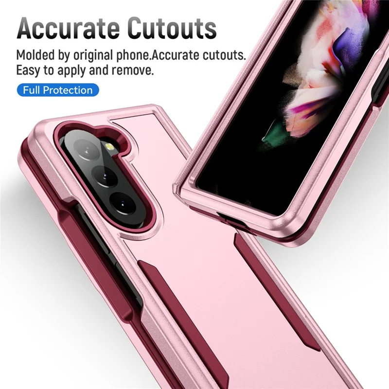 Til Samsung Galaxy Z Fold5 5G Case PC + TPU militærgrad faldbeskyttende telefondæksel - Pink / Rose