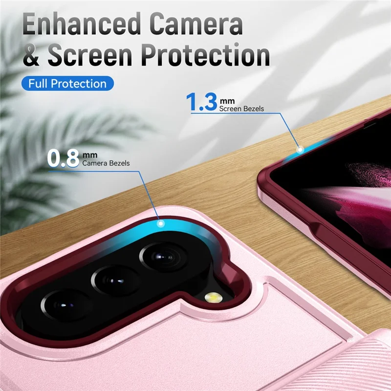 Til Samsung Galaxy Z Fold5 5G Case PC + TPU militærgrad faldbeskyttende telefondæksel - Pink / Rose