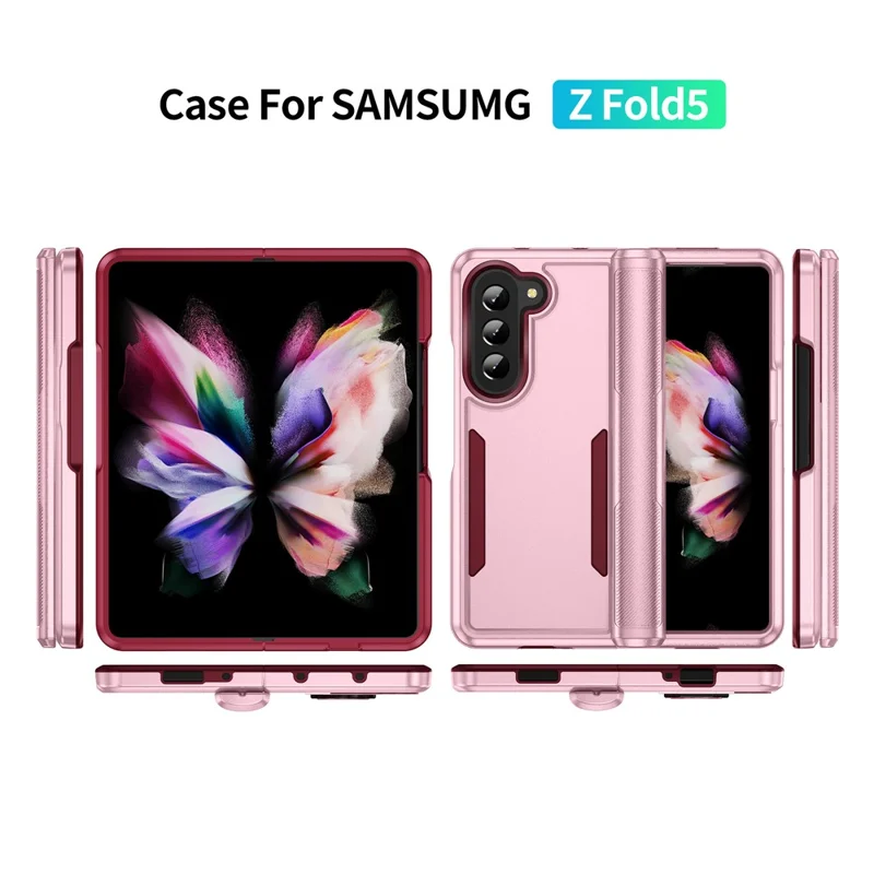 Til Samsung Galaxy Z Fold5 5G Case PC + TPU militærgrad faldbeskyttende telefondæksel - Pink / Rose