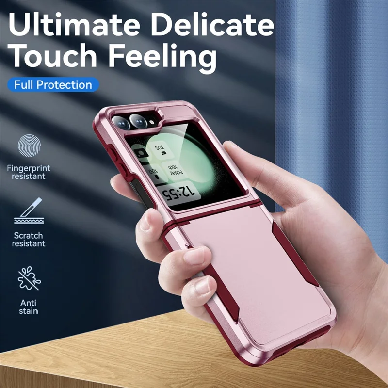 Für Samsung Galaxy Z Flip6 5G Hülle PC+TPU Militär-Schutzklasse Stoßfeste Handyhülle - Pink+Rose