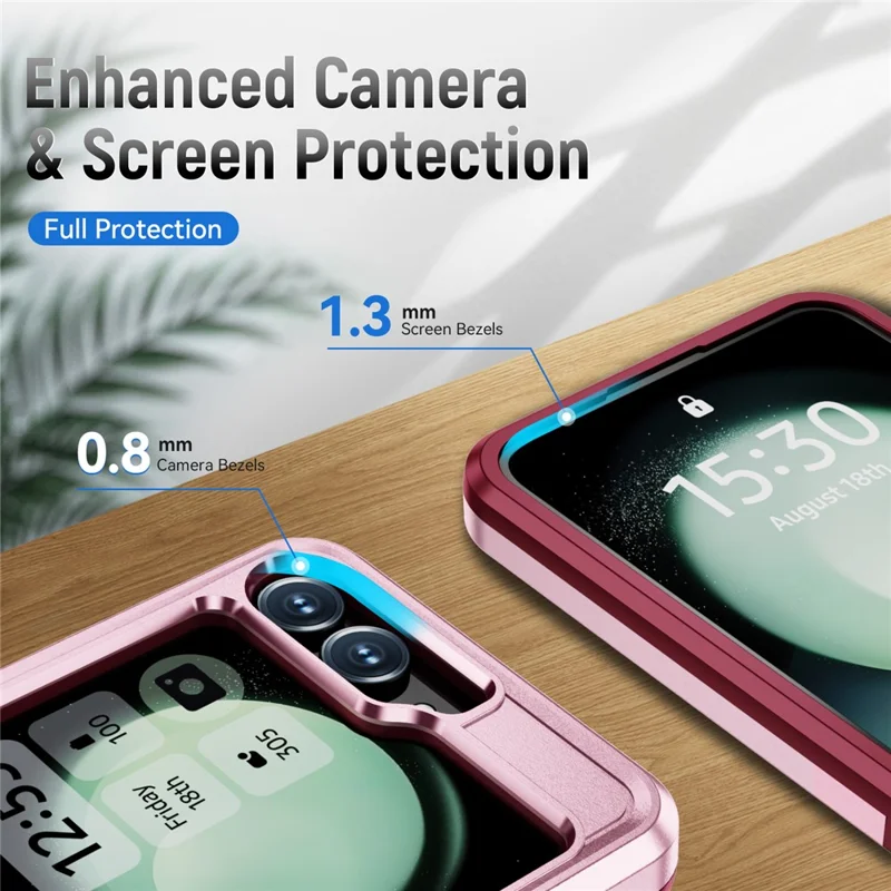 Für Samsung Galaxy Z Flip6 5G Hülle PC+TPU Militär-Schutzklasse Stoßfeste Handyhülle - Pink+Rose