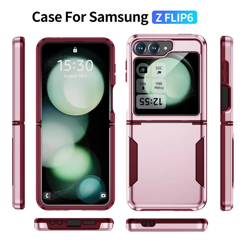 Für Samsung Galaxy Z Flip6 5G Hülle PC+TPU Militär-Schutzklasse Stoßfeste Handyhülle - Pink+Rose