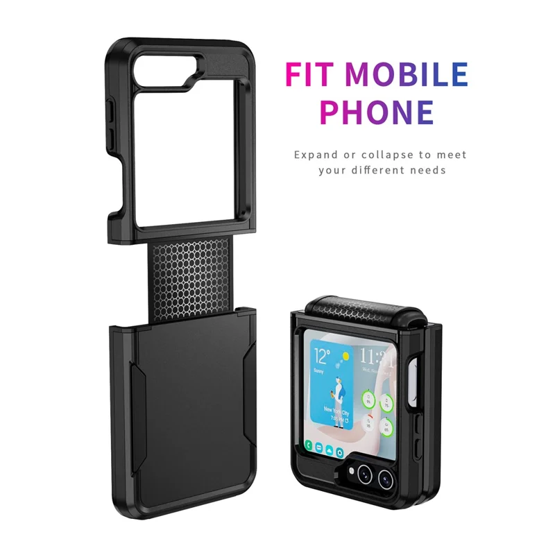 For Samsung Galaxy Z Flip5 5G Case PC + TPU Military Grade Drop Protective Phone Cover - Black