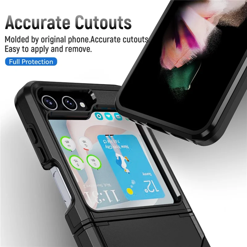 For Samsung Galaxy Z Flip5 5G Case PC + TPU Military Grade Drop Protective Phone Cover - Black