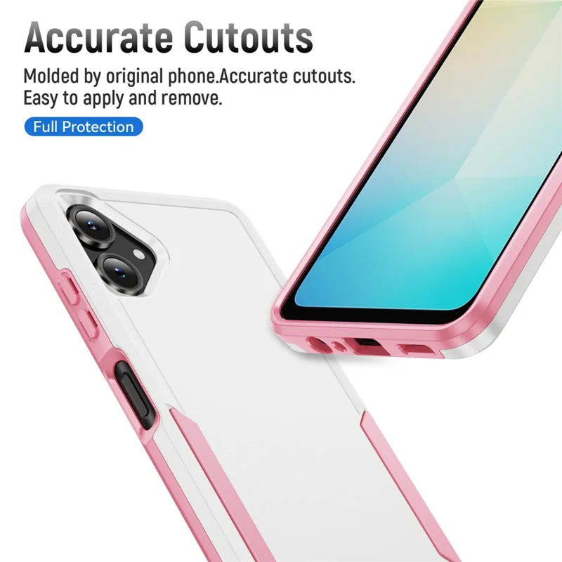 For Samsung Galaxy A06 5G Case PC + TPU Military Grade Drop Protective Phone Cover - White + Pink