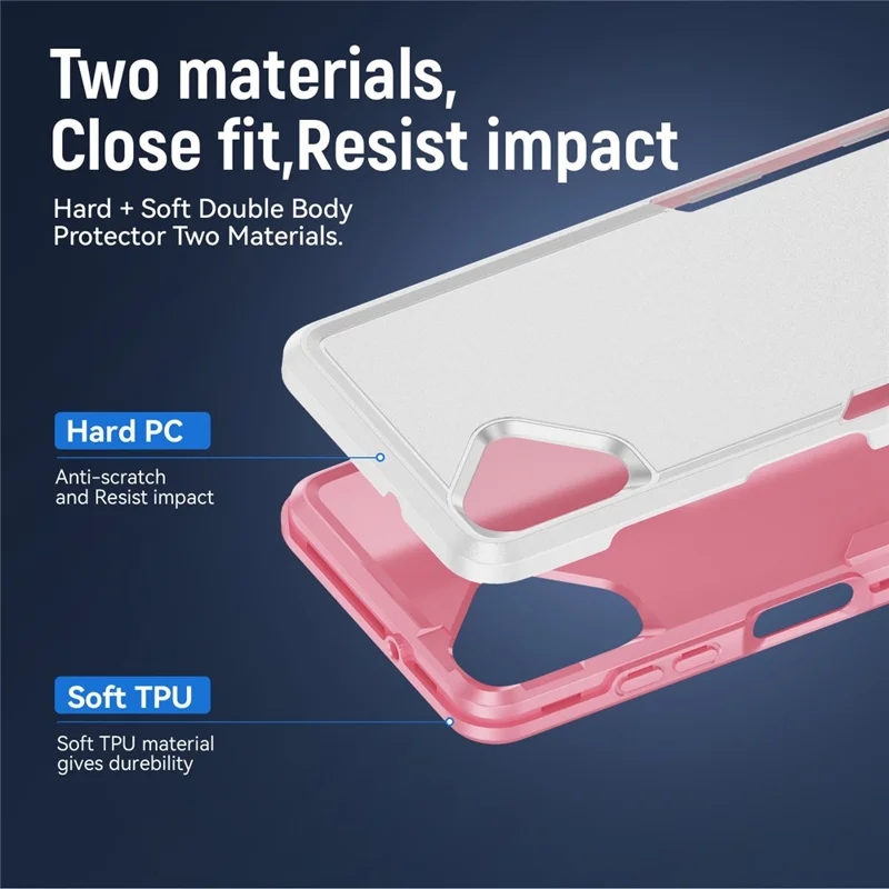 For Samsung Galaxy A06 5G Case PC + TPU Military Grade Drop Protective Phone Cover - White + Pink