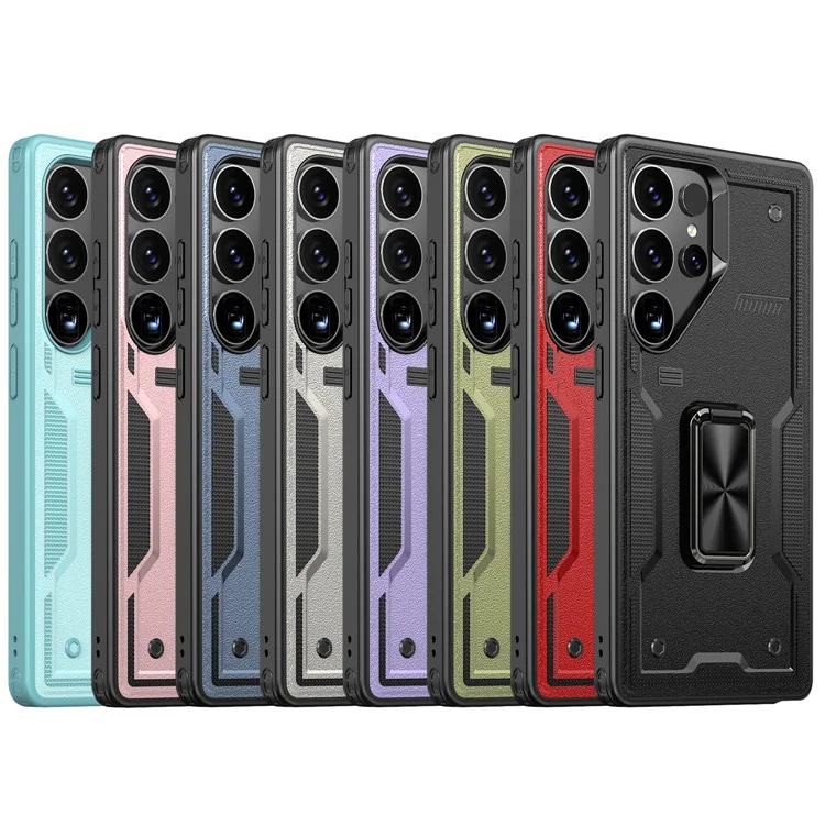 Capa para Samsung Galaxy S23 Ultra com Anel de Suporte e Proteção Antichoque - PC + TPU - Preto
