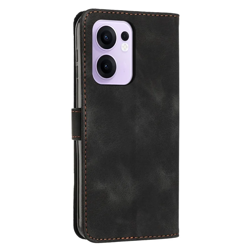 For Oppo Reno13 F 5G (Reno 13 FS 5G) / 4G Case Handbag Imprinted Triangle Leather Phone Cover - Black