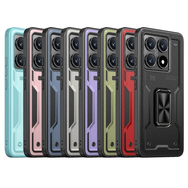 For Xiaomi 14T Pro Case Ring Kickstand Anti-Drop PC + TPU Phone Cover - Baby Blue