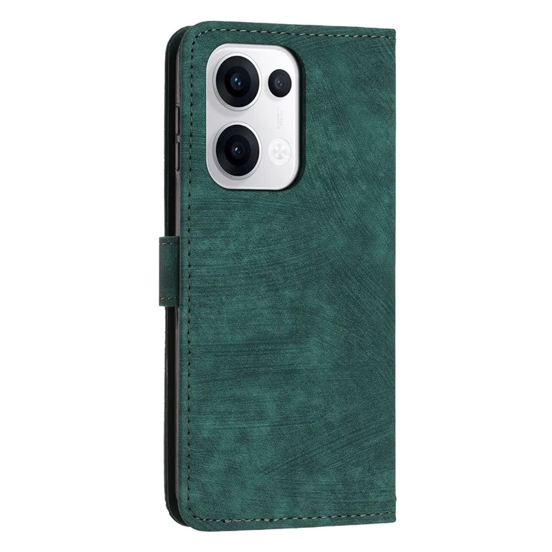 For Oppo Reno13 5G (Global) Case Imprinted Lines Leather Phone Cover with Stand - Green