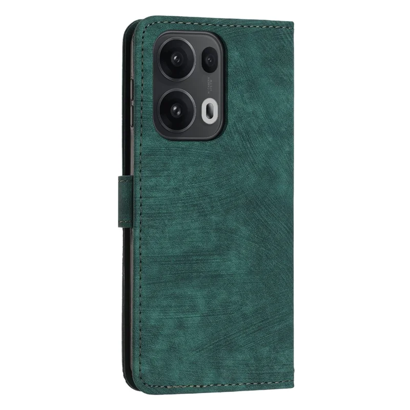 For Oppo Reno13 Pro 5G Case Imprinted Lines Leather Phone Cover with Stand - Green