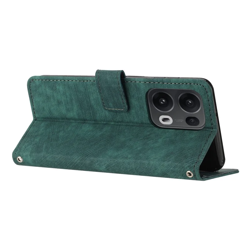 For Oppo Reno13 Pro 5G Case Imprinted Lines Leather Phone Cover with Stand - Green