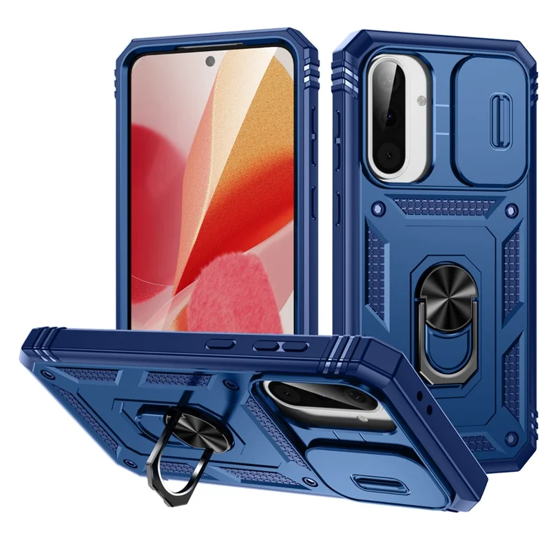 For 	Samsung Galaxy A56 5G Case TPU+PC Slide Camshield Kickstand Phone Cover - Blue