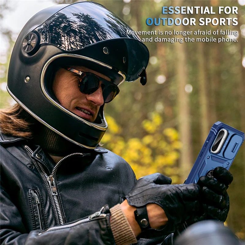 For 	Samsung Galaxy A56 5G Case TPU+PC Slide Camshield Kickstand Phone Cover - Blue