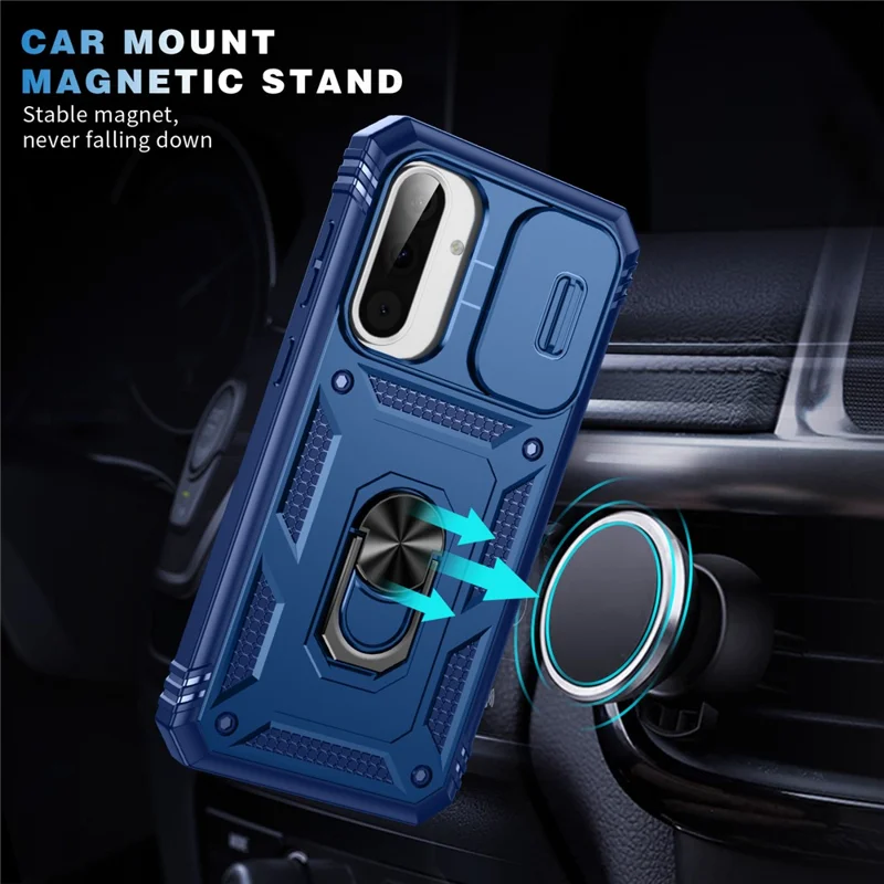For 	Samsung Galaxy A56 5G Case TPU+PC Slide Camshield Kickstand Phone Cover - Blue