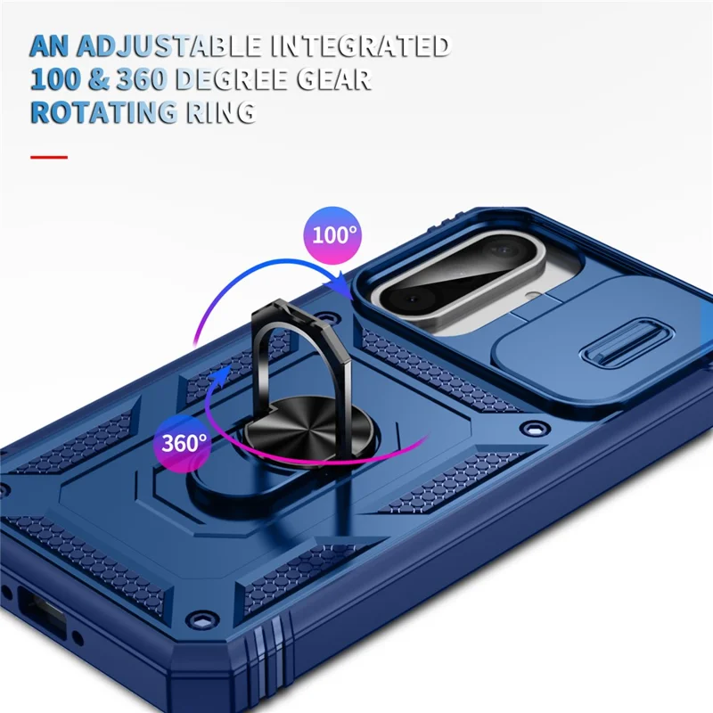 For 	Samsung Galaxy A56 5G Case TPU+PC Slide Camshield Kickstand Phone Cover - Blue