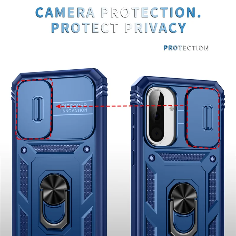 For 	Samsung Galaxy A56 5G Case TPU+PC Slide Camshield Kickstand Phone Cover - Blue