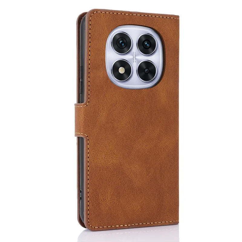 Leather Case for Xiaomi Poco X7 5G / Redmi Note 14 Pro 5G / Note 14 Pro+ 5G Phone Cover with Wallet Stand - Brown