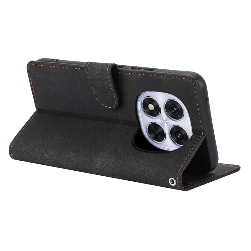 For Xiaomi Redmi Note 14 Pro 4G Case PU Leather Phone Cover with Wallet Stand - Black
