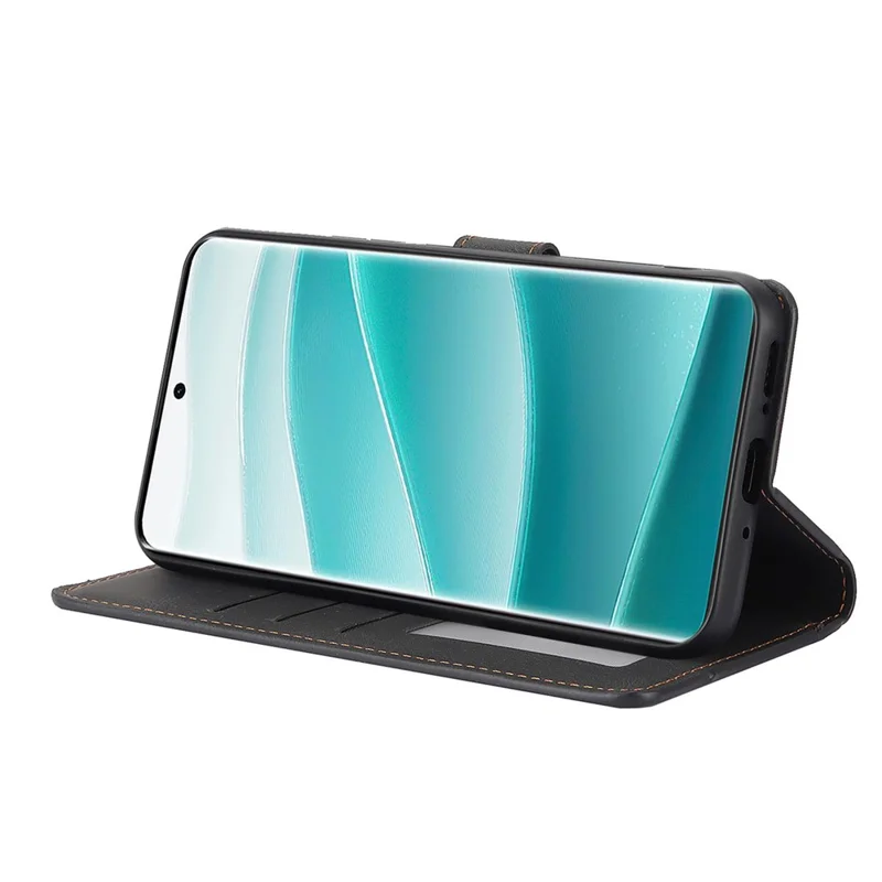 For Xiaomi Redmi Note 14 Pro 4G Case PU Leather Phone Cover with Wallet Stand - Black