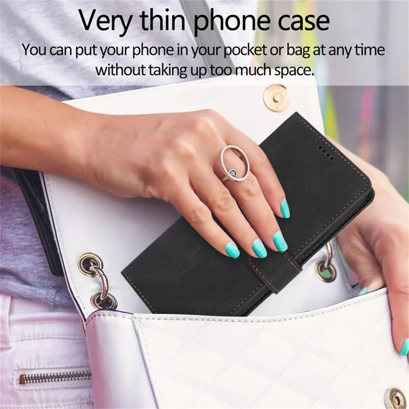 For Xiaomi Redmi Note 14 Pro 4G Case PU Leather Phone Cover with Wallet Stand - Black