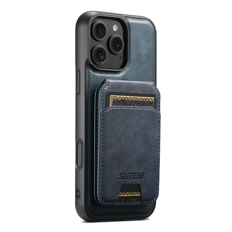 SUTENI G3 Hülle für iPhone 16 Pro Max, kompatibel mit MagSafe, Lederhülle mit Wachstextur, 360° drehbarem Ständer - Blau