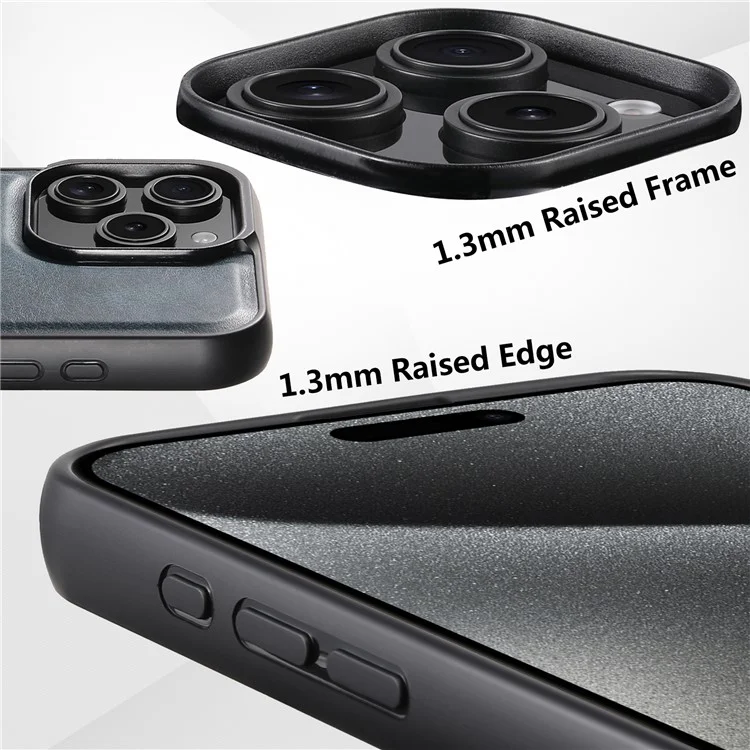SUTENI G3 Hülle für iPhone 16 Pro Max, kompatibel mit MagSafe, Lederhülle mit Wachstextur, 360° drehbarem Ständer - Blau