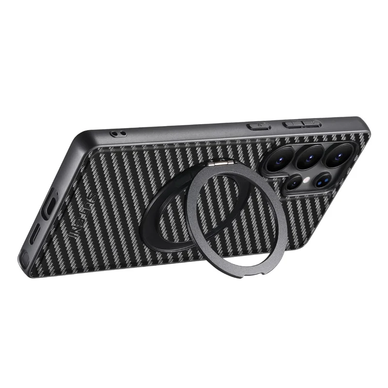 SUTENI G3 For Samsung Galaxy S22 Ultra 5G Magnetic Case Rotating Kickstand Carbon Fiber Texture Leather Phone Back Cover