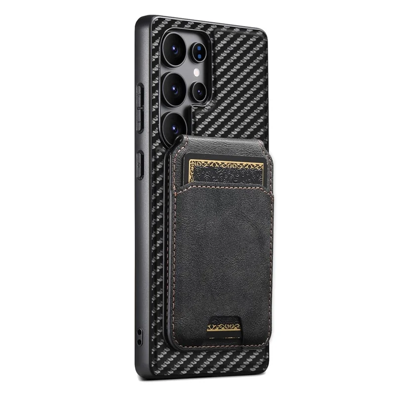 SUTENI G3 For Samsung Galaxy S22 Ultra 5G Magnetic Case Rotating Kickstand Carbon Fiber Texture Leather Phone Back Cover