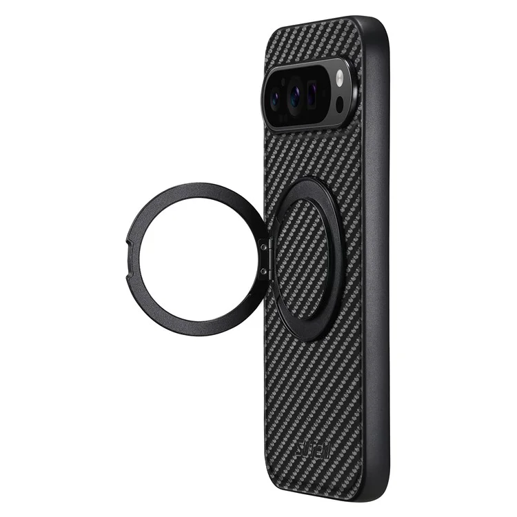 Чехол SUTENI G3 для Google Pixel 9 Pro XL, совместимый с MagSafe, с текстурой углеродного волокна, поворотной подставкой и кожаной задней крышкой