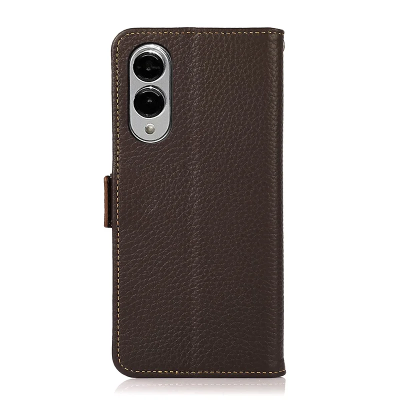 KHAZNEH per Samsung Galaxy S25 Edge Cover per Telefono in Vera Pelle di Mucca con Blocco RFID - Marrone