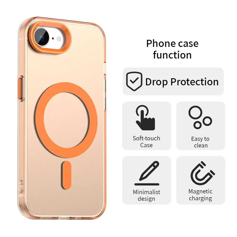 For iPhone 17e / 16e Case Compatible with MagSafe Anti Drop Hybrid Phone Back Cover - Orange