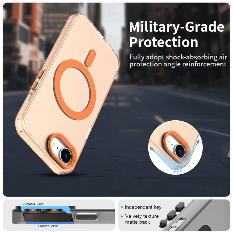 For iPhone 17e / 16e Case Compatible with MagSafe Anti Drop Hybrid Phone Back Cover - Orange