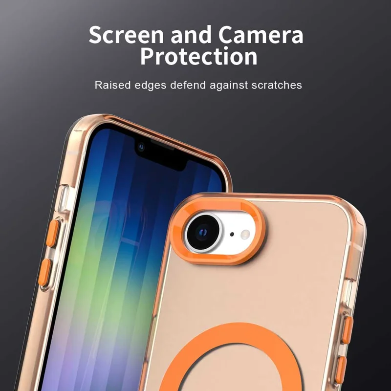 For iPhone 17e / 16e Case Compatible with MagSafe Anti Drop Hybrid Phone Back Cover - Orange