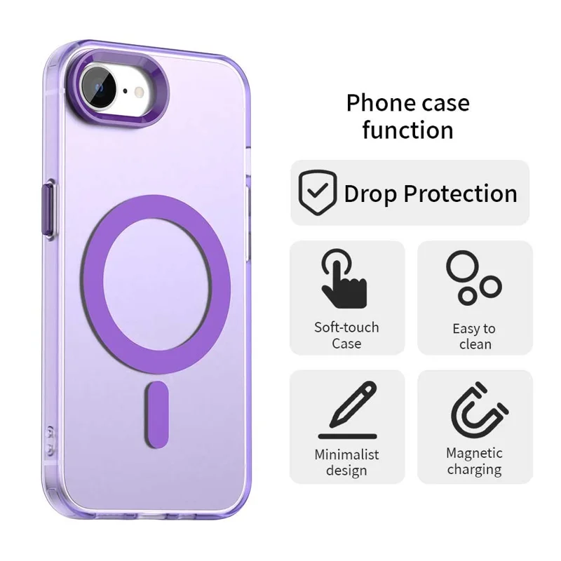 For iPhone 17e / 16e Case Compatible with MagSafe Anti Drop Hybrid Phone Back Cover - Purple