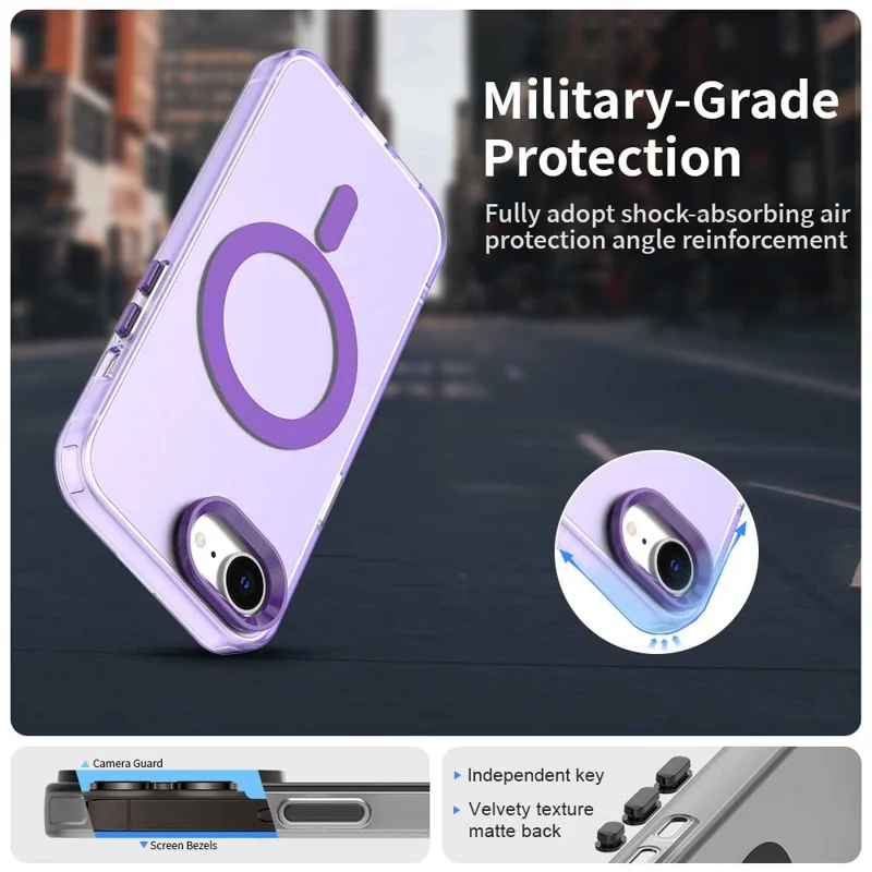 For iPhone 17e / 16e Case Compatible with MagSafe Anti Drop Hybrid Phone Back Cover - Purple